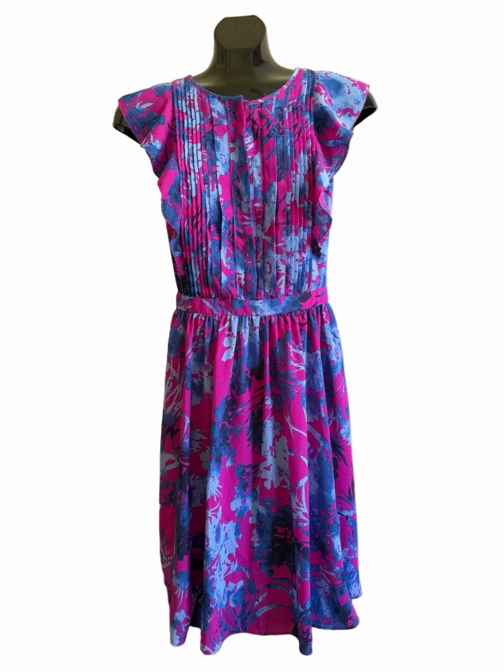Banana Republic Pink and Blue Floral Midi Dress, Size S